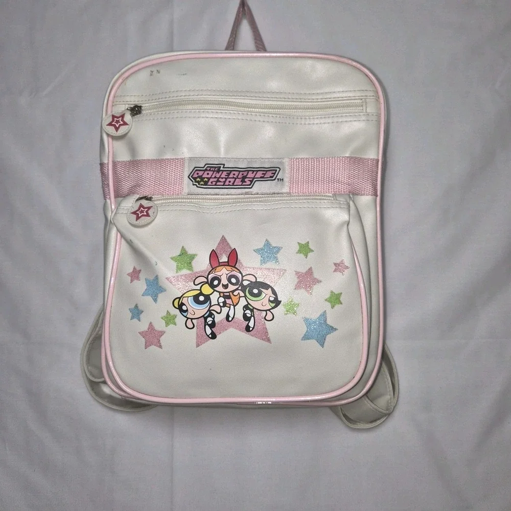Vintage 2000 Rare Cartoon Network Powerpuff Girls Ivory Backpack